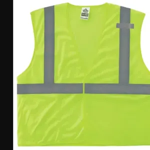 ERGODYNE 8210HL Vest, ANSI Class 2, S/M, Lime Polyester, Hook-and-Loop, ANSI Class 2 | CP4JMA 704D04