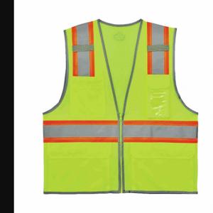 ERGODYNE 8246Z Two Tone Mesh Safety Vest, Lime, L/XL, ANSI Class 2, L/XL, Lime/Orange, Zipper | CP6NDW 305F35