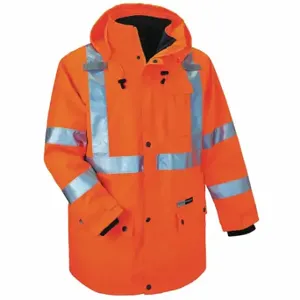 ERGODYNE 8385 Hooded Jacket, ANSI Class 3, XL, Orange, Zipper, 6 Pockets, Jacket Jacket | CP6NDD 2VZL2