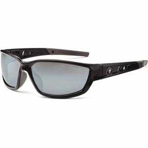 ERGODYNE KVASIR Safety Glasses, Traditional Frame, Gray Mirror, Black, Black, M Eyewear Size | CU2ZJK 458R04