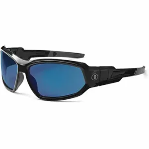 ERGODYNE LOKI Safety Glasses, Polarized, Traditional Frame, Full-Frame, Blue Mirror, Black | CU2ZFU 458R30