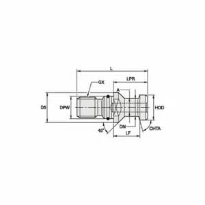 ERICKSON RK40DVBM Retention Knob, Dv40 Taper Size, M16 Thread Size, 75 Deg. Angle Radius, B, Coolant Through | CP4QWM 314HN4