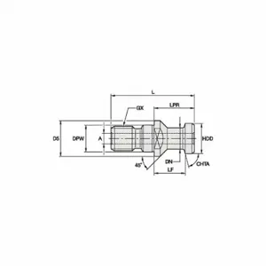 ERICKSON RK50DVM Retention Knob, Dv50 Taper Size, M24 Thread Size, 75 Deg. Angle Radius, A, Coolant Through | CP4QWP 314HP1