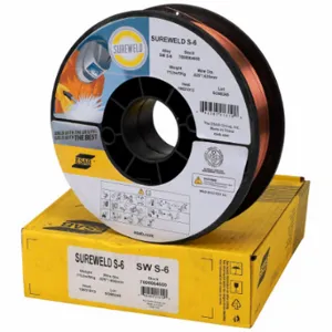 ESAB 7008084600 MIG Welding Wire, Mild Steel, ER70S-6, 0.03 in, 11 lb, Plastic Spool, Sureweld S-6 | CP4UBC 786ZY5