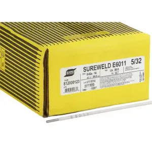 ESAB 812000123 Stick Electrode, Carbon Steel, E6011, 5/32 Inch x 14 Inch, 50 lb, Sureweld 6011 | CP4UCZ 400G38