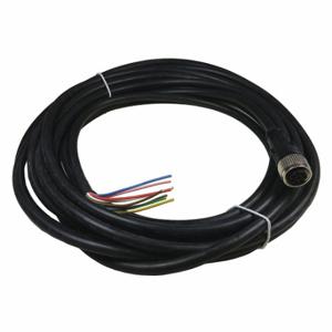 EUCHNER C-M12F08-08X025PV05,0-MA-100177 Flying Lead Connector, M12 Male Straight X Bare Wire, 8 Pins, Black, PVC, 5 m Cable Length | CP4UMM 45GU95