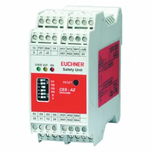 EUCHNER CES-AZ-UES-04B Safety Controller, 4 Inputs, 4A, 2No, 10 Sec, Din Rail | CP4UNB 45GU65