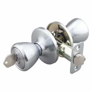 EZ FLO 57789 Knob Lockset, 3, Tulip, Satin Chrome, Kwikset Kw1, Different | CP4VVM 491T73