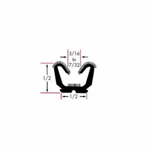 FAIRCHILD 0636-8 Edge Grip Seal, Window Channel, 1/2 Inch Leg Lg, 1/2 Inch Overall Width | CP4WNJ 61UK56