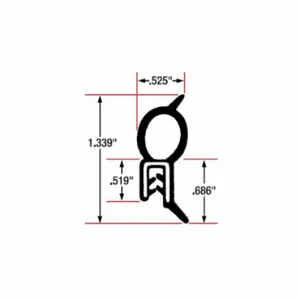 FAIRCHILD 1609-82 Edge Grip Seal, Top Bulb, Epdm, Fits 0.079 Inch Edge, 0.54 Inch Leg Lg | CP4WNB 61UK31