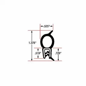 FAIRCHILD 1611-10 Edge Grip Seal, Top Bulb, Epdm, Fits 0.079 Inch Edge, 0.54 Inch Leg Lg | CP4WNA 61UK32