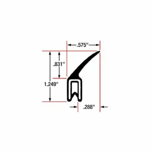 FAIRCHILD 1612-10 Edge Grip Seal, Top Flap Seal, Epdm, Fits 0.099 Inch Edge, 0.418 Inch Leg Lg, 10 Ft Length | CP4WNG 61UK34