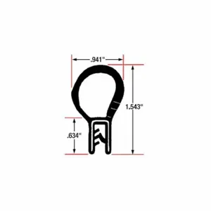 FAIRCHILD 1812-10 Edge Grip Seal, Top Bulb, Epdm, Fits 0.118 Inch Edge, 0.634 Inch Leg Lg | CP4WNC 61UK42