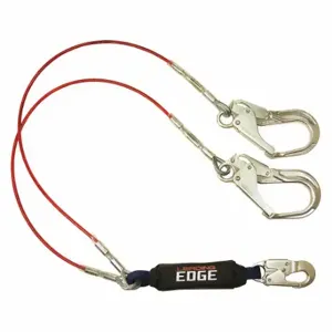 FALLTECH G8354LEY3A Shock-Absorbing Lanyard, Shock Pack, Aluminum Rebar Hook, Aluminum Snap Hook, 2 Legs, Red | CV2RHA 283KP5