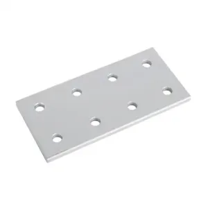 FATH 148858 Rectangular Flat Plate, Silver, 8 Holes, Anodized Aluminum, Slot Size 8 | CV7VBG