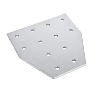 FATH 148863 T-Shaped Flat Plate, Silver, 12 Holes, Anodized Aluminum, Slot Size 10 | CV7VBJ