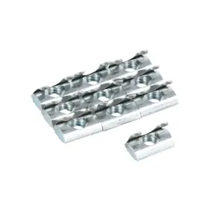 FATH 151039 Roll-In Nut, Silver, 1/4-20 Unc, Zinc Plated Steel, Slot Size 6, Pack Of 10 | CV7UHT