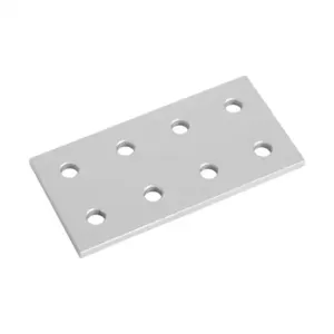 FATH 151049 Rectangular Flat Plate, Silver, 8 Holes, Anodized Aluminum, Slot Size 6 | CV7VBP