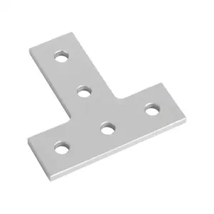 FATH 151057 T-Shaped Flat Plate, Silver, 5 Holes, Anodized Aluminum, Slot Size 6 | CV7VBR