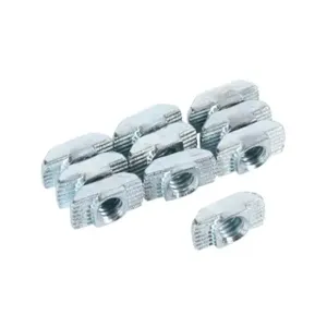 FATH 151097 Hammer Nut, Silver, 1/4-20 Unc, Zinc Plated Steel, Slot Size 8, Pack Of 10 | CV7UHU