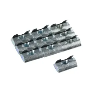 FATH 151098 Roll-In Nut, Silver, 1/4-20 Unc, Zinc Plated Steel, Slot Size 8, Pack Of 10 | CV7UHV