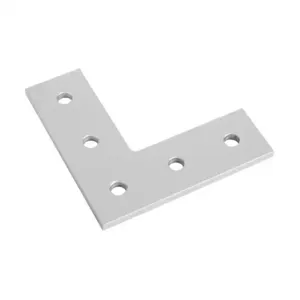 FATH 151122 L-Shaped Flat Plate, Silver, 5 Holes, Anodized Aluminum, Slot Size 8 | CV7VCH