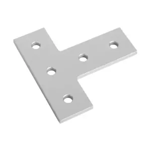 FATH 151123 T-Shaped Flat Plate, Silver, 5 Holes, Anodized Aluminum, Slot Size 8 | CV7VCJ