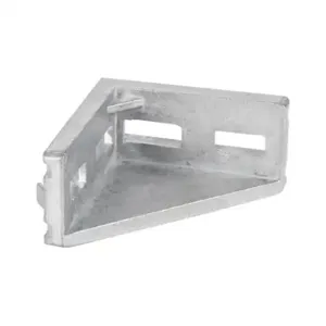 FATH 151125 Angle Bracket, Silver, 90-Deg., 4 Holes, Die-Cast Aluminum, Slot Size 8 | CV7DPE