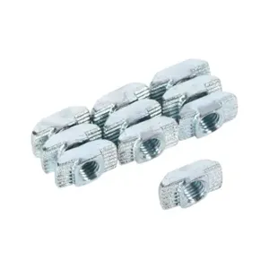 FATH 151181 Hammer Nut, Silver, M6-1.0, Zinc Plated Steel, Slot Size 8, Pack Of 10 | CV7UHY