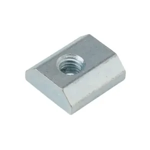 FATH 162884 Slide-In Nut, Silver, M6-1.0, Zinc Plated Steel, Slot Size 8, Pack Of 10 | CV7UJZ