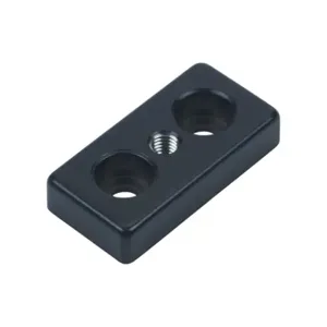 FATH 162940 Transport/Base Plate, Black, 30 x 60mm, M8-1.25, Die-Cast Zinc, 8 Slot Size | CV7VDD