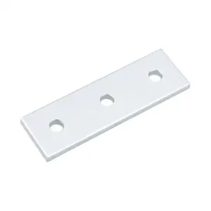 FATH 162986 Straight Flat Plate, Silver, 3 Holes, Anodized Aluminum, Slot Size 8 | CV7VDW