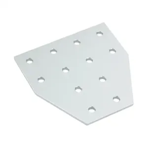 FATH 162988 T-Shaped Flat Plate, Silver, 12 Holes, Anodized Aluminum, Slot Size 8 | CV7VDY