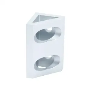 FATH 162991 Wide Gusseted Inside Corner Bracket, Silver, 90-Deg., 4 Holes, Anodized Aluminum | CV7DQJ