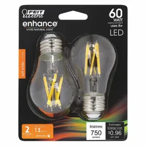 FEIT ELECTRIC LED BPA1560927CAFIL/2/RP Bulb, A15, Medium Screw, 2 Pack | CP4ZBQ 56JH29