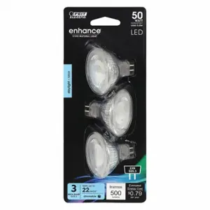 FEIT ELECTRIC LED BPEXN/950CA/3 Bulb, MR16, 2-Pin, 6.6 W Watts, LED, 3 Pack | CP4ZEG 56JH38