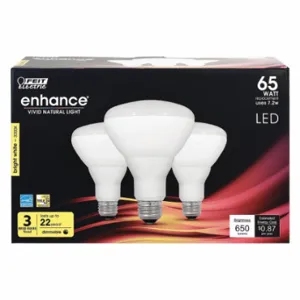 FEIT ELECTRIC LED BR30DM/930CA/3 Bulb, BR30, Medium Screw, 7.2 W Watts, LED, Medium Screw, 3 Pack | CP4ZCW 56JH50