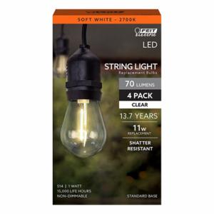 FEIT ELECTRIC LED S14/827/FILED/4 Glühbirne, S14, mittlere Schraube, 11 W inkl., 1 W Watt, 70 lm, LED, 4er-Pack | CP4ZEY 797UA9