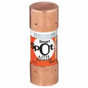 FERRAZ SHAWMUT AJT15 Fuse, 15 A, 600 VAC, 2-1/4 Inch Length x 13/16 Inch dia Fuse Size, Cylindrical Body | CT3ALR 4TAR5