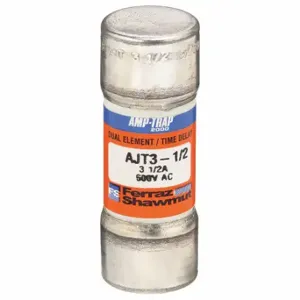 FERRAZ SHAWMUT AJT3-1/2N Fuse, 3 1/2 A, 600 VAC, 2-1/4 Inch Length x 13/16 Inch dia Fuse Size, Cylindrical Body | CT3ANN 4TAP2