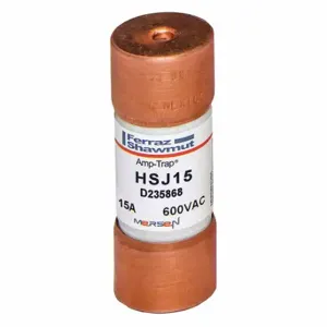 FERRAZ SHAWMUT HSJ15 Fuse, 15 A, 600 VAC, 2-1/4 Inch Length x 13/16 Inch dia Fuse Size, Cylindrical Body | CT3AWQ 36A697