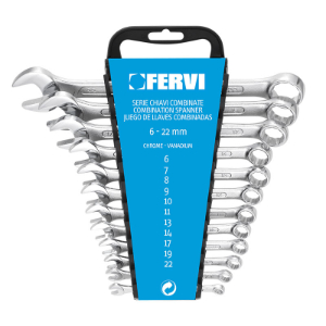 FERVI 0073 Ring-Maulschlüssel, Größe 6 bis 22 mm, 12-tlg. | CF3RAW