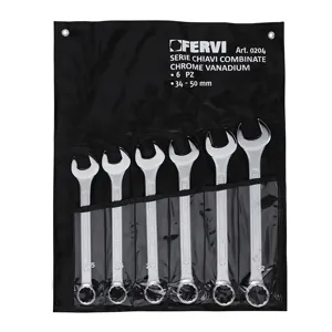 FERVI 0204 Long Pattern Combination Spanner Set, Mirror Polish, 6 Pieces | CJ4KTW