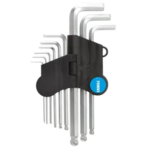 FERVI 0215P Ball Point Hex Key Set, Long Type, Satin Finish, 9 Pieces | CJ4KTZ