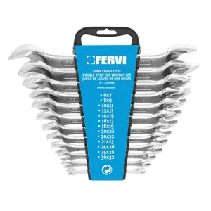 FERVI 0222 Wrench Set, Double Open End, 6 to 32 mm Set Size, 10 pcs. | CF3RAV