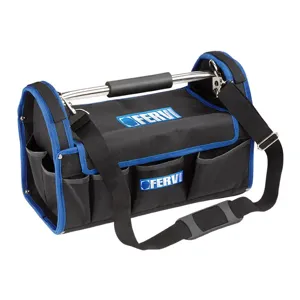 FERVI 0390 Tool Bag, With Shoulder Belt, 14 Pockets, 400 x 225 x 250mm Size, Polyester | CJ4LBP