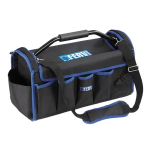 FERVI 0395 Tool Bag, With Shoulder Belt, 19 Pockets, 480 x 250 x 225mm Size, Polyester | CJ4LBQ