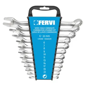 FERVI 0546 Combination Spanner Set, 6 to 22 mm Size, Satin Finish, 12 pcs. | CF3RAM