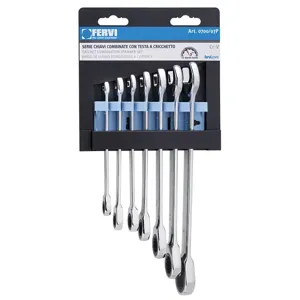 FERVI 0700/07P Ratchet Combination Spanner Set, 8 to 19 mm Size, 7 pcs. | CF3RAK