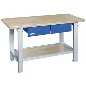 FERVI B022/15 Workbench Kit, With Wood Top, 2 Lockable Drawer, 1500 x 640 x 865 mm Size | CF3RCW